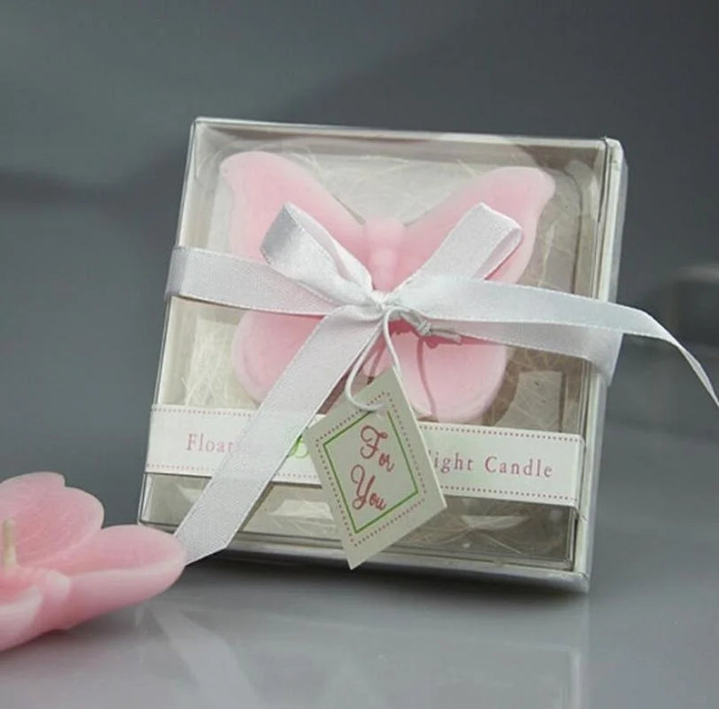 Kit 10 Velas Decorativas Borboleta Rosa Com Caixa para Presente