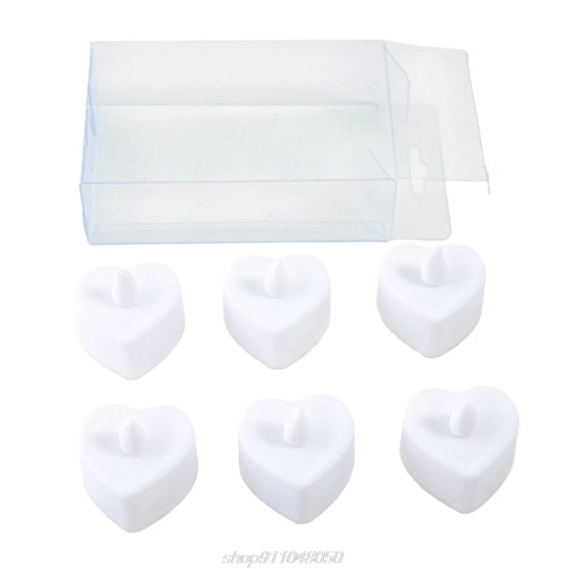 Kit 6 Velas De Coração de Led Tealight