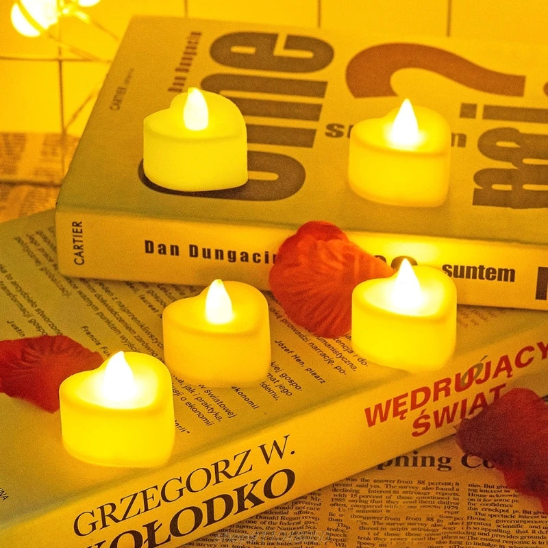 Kit 6 Velas De Coração de Led Tealight