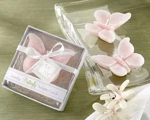 Kit 10 Velas Decorativas Borboleta Rosa Com Caixa para Presente